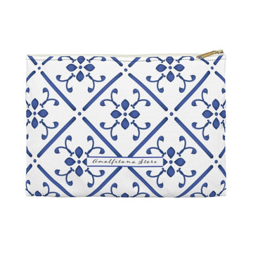 Blue Praiano Tiles Accessory Pouch - AMALFITANA STORE